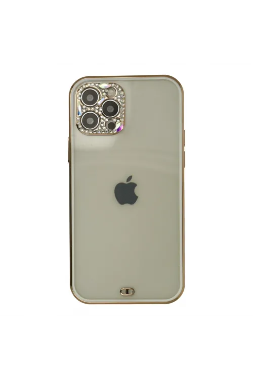 Apple İphone 12 Pro Max Kılıf Liva Taşlı Silikon - Beyaz