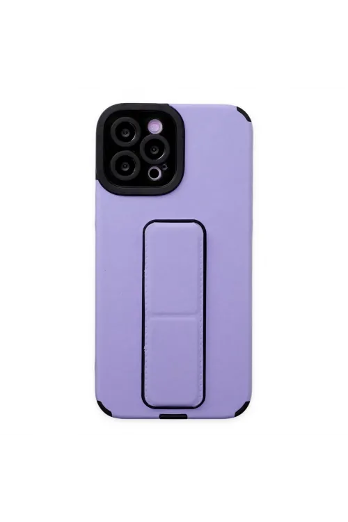 Apple İphone 12 Pro Max Kılıf Mega Standlı Silikon - Lila