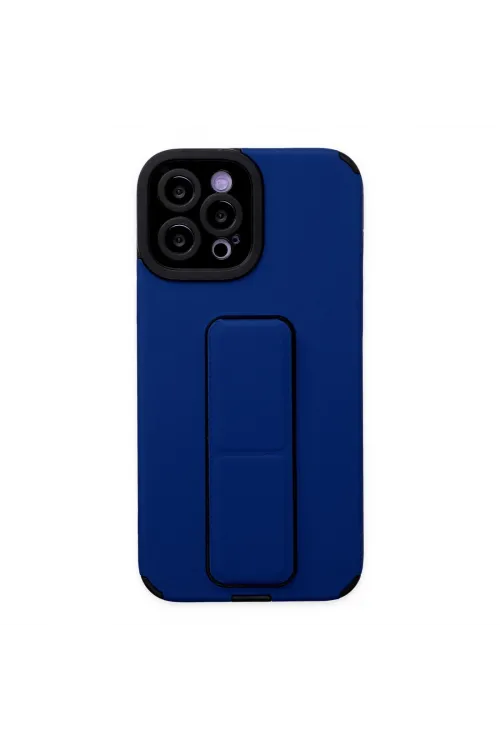 Apple İphone 12 Pro Max Kılıf Mega Standlı Silikon - Mavi