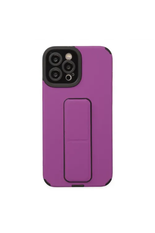 Apple İphone 12 Pro Max Kılıf Mega Standlı Silikon - Mor
