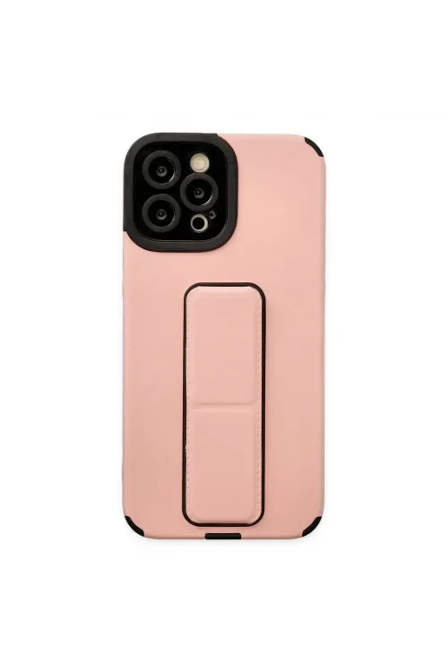 Apple İphone 12 Pro Max Kılıf Mega Standlı Silikon - Pudra