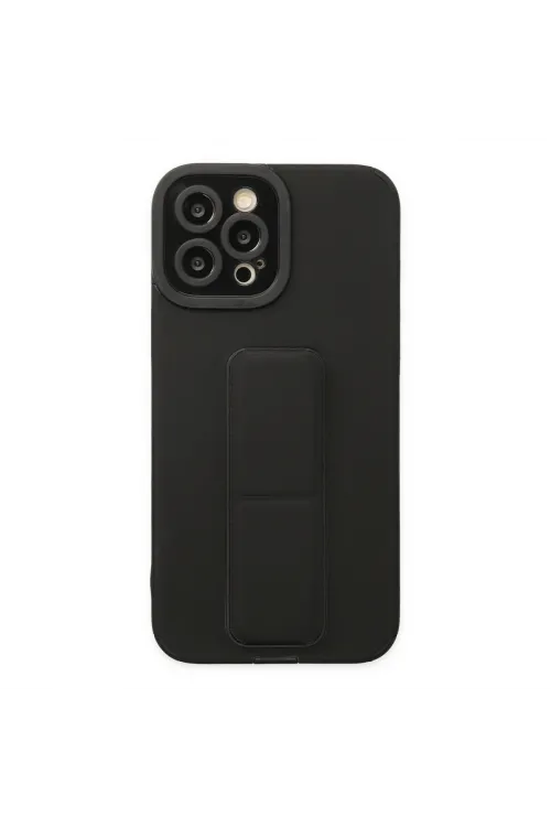 Apple İphone 12 Pro Max Kılıf Mega Standlı Silikon - Siyah