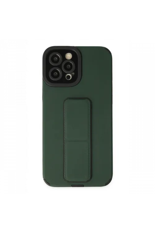 Apple iPhone 12 Pro Max Kılıf Mega Standlı Silikon - Yeşil