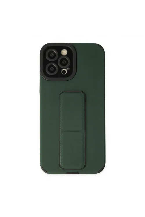 Apple İphone 12 Pro Max Kılıf Mega Standlı Silikon - Yeşil