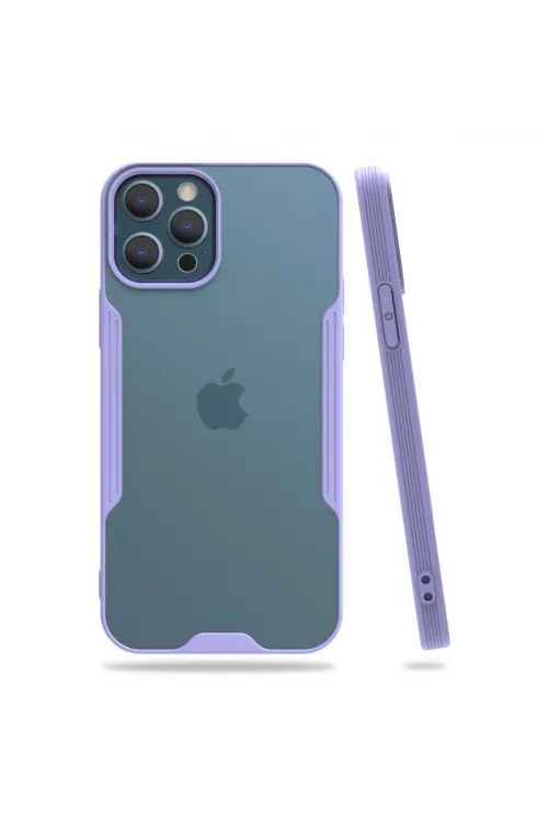 Apple İphone 12 Pro Max Kılıf Platin Silikon - Lila