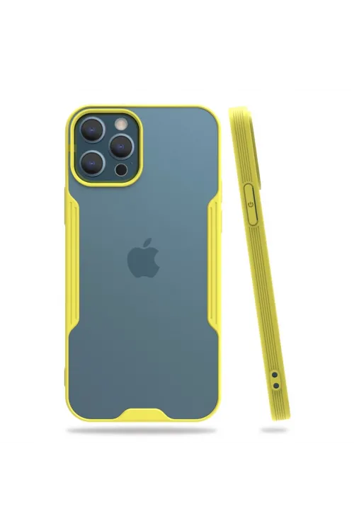 Apple İphone 12 Pro Max Kılıf Platin Silikon - Sarı