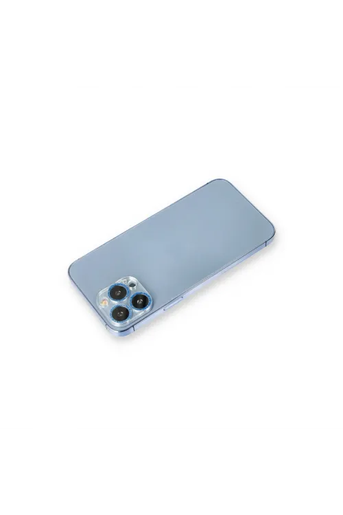 Apple İphone 12 Pro Max Shine Kamera Lens Koruma Cam - Mavi