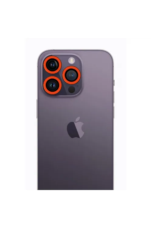 Apple İphone 12 Pro Neon Fosforlu Kamera Lens - Turuncu
