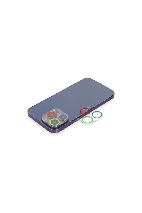 Apple İphone 12 Pro Renkli Kamera Lens Koruma Cam - Mavi-yeşil