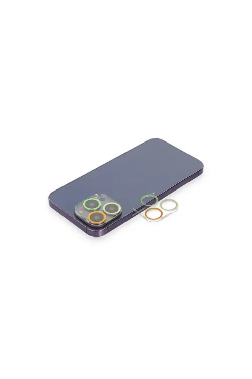 Apple İphone 12 Pro Renkli Kamera Lens Koruma Cam - Sarı-turuncu