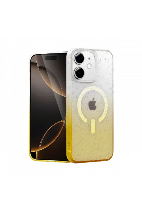 Apple iPhone 12 Pummel Shiny Magsafe Kapak - Gold