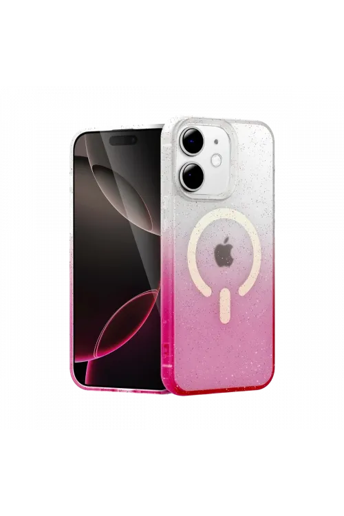 Apple iPhone 12 Pummel Shiny Magsafe Kapak - Pembe