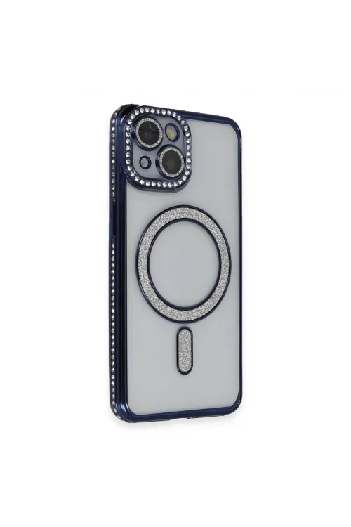 Apple İphone 13 Kılıf Joke Simli Magneticsafe Kılıf - Lacivert
