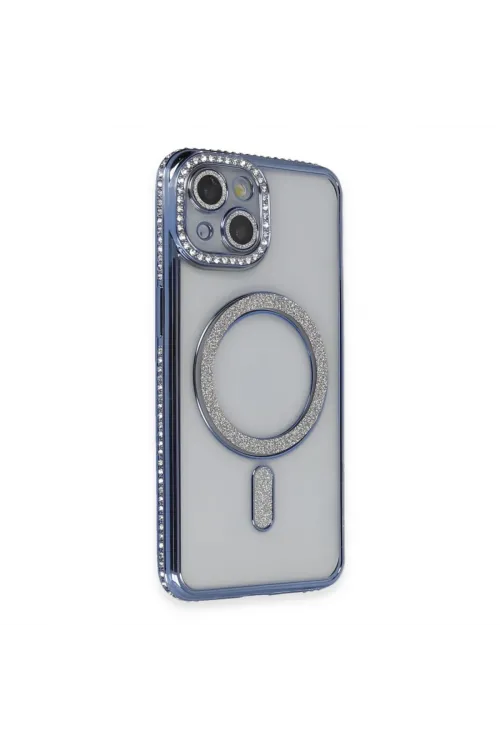 Apple İphone 13 Kılıf Joke Simli Magneticsafe Kılıf - Mavi