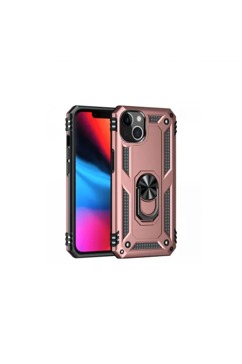 Apple İphone 13 Kılıf Sofya Yüzüklü Silikon Kapak - Rose