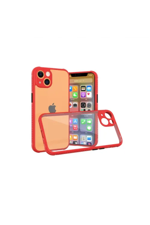 Apple İphone 13 Mini Kılıf Miami Şeffaf Silikon - Kırmızı
