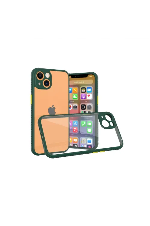 Apple İphone 13 Mini Kılıf Miami Şeffaf Silikon - Koyu Yeşil