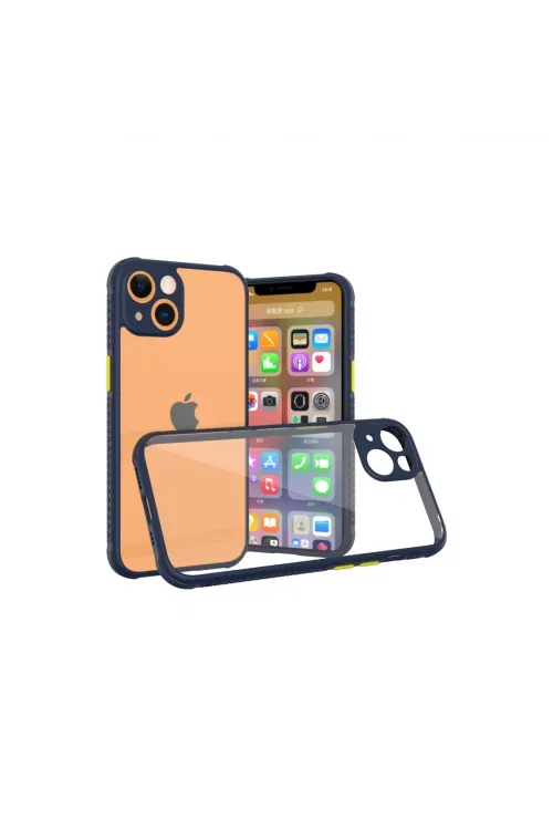 Apple İphone 13 Mini Kılıf Miami Şeffaf Silikon - Lacivert