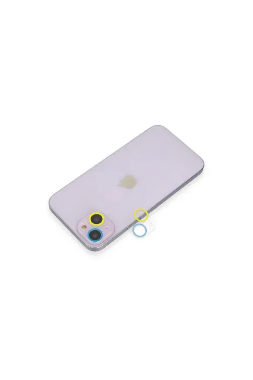 Apple İphone 13 Mini Renkli Kamera Lens Koruma Cam - Sarı-mavi