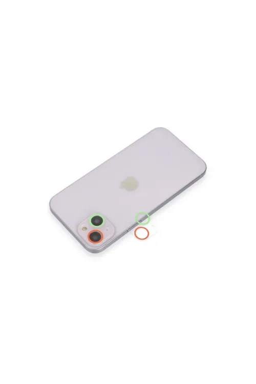 Apple İphone 13 Mini Renkli Kamera Lens Koruma Cam - Yeşil-pembe