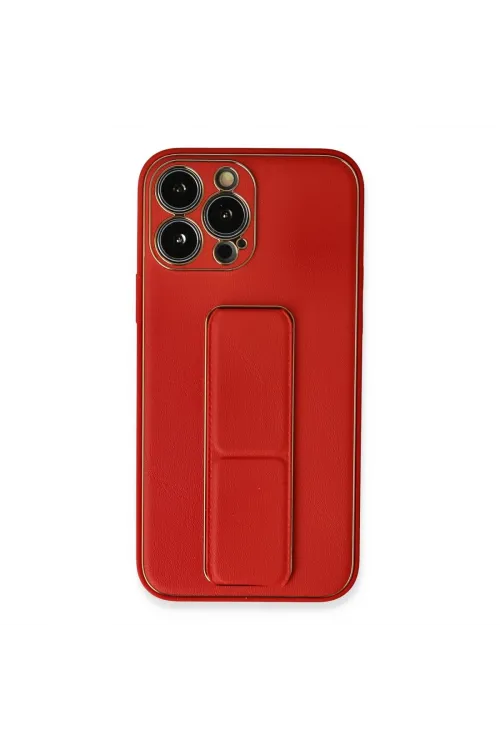 Apple İphone 13 Pro Kılıf Coco Deri Standlı Kapak - Kırmızı