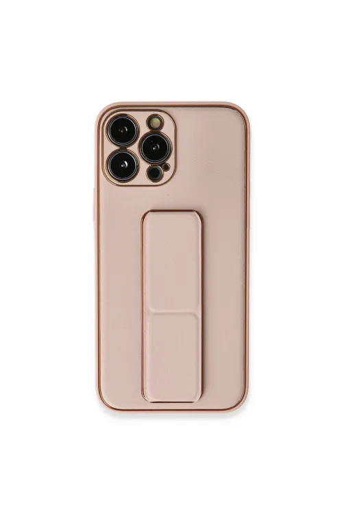 Apple İphone 13 Pro Kılıf Coco Deri Standlı Kapak - Pembe