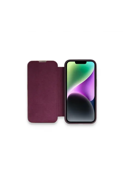 Apple İphone 13 Pro Kılıf Dolpin Kapaklı - Derin Mor