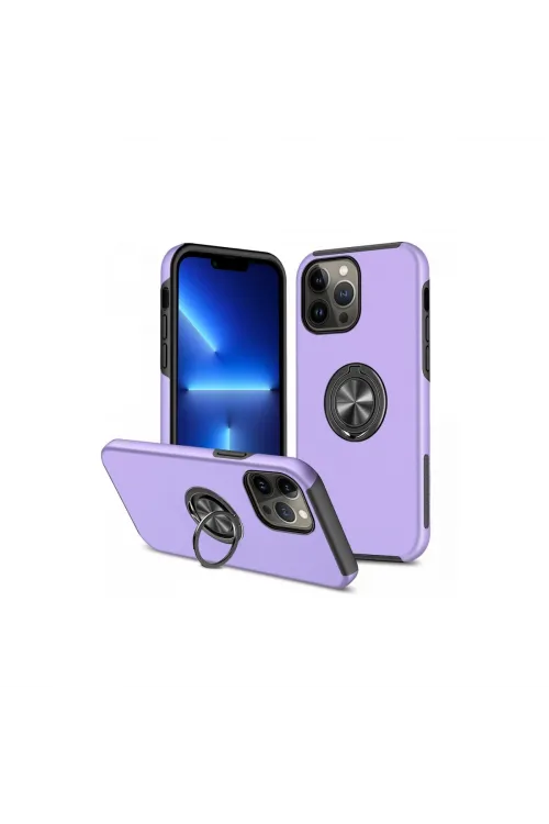 Apple İphone 13 Pro Kılıf Elit Yüzüklü Kapak - Mor