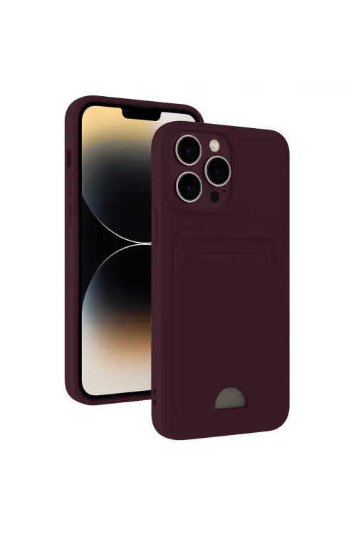 Apple İphone 13 Pro Kılıf Kelvin Kartvizitli Silikon - Derin Mor