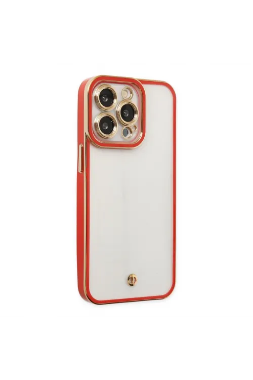 Apple İphone 13 Pro Kılıf Liva Lens Silikon - Kırmızı