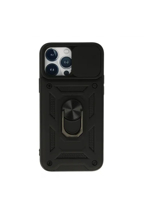 Apple İphone 13 Pro Kılıf Pars Lens Yüzüklü Silikon - Siyah