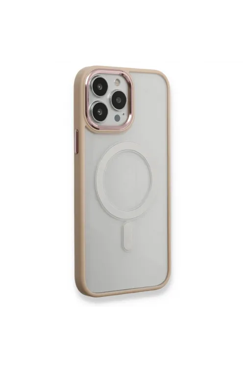 Apple İphone 13 Pro Kılıf Room Magneticsafe Silikon - Pudra