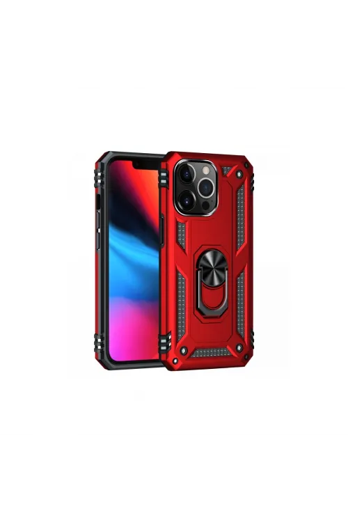 Apple İphone 13 Pro Kılıf Sofya Yüzüklü Silikon Kapak - Kırmızı