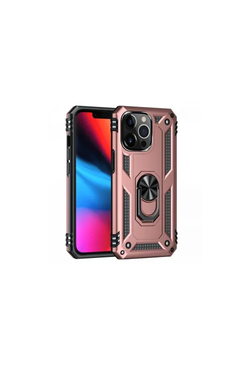 Apple İphone 13 Pro Kılıf Sofya Yüzüklü Silikon Kapak - Rose