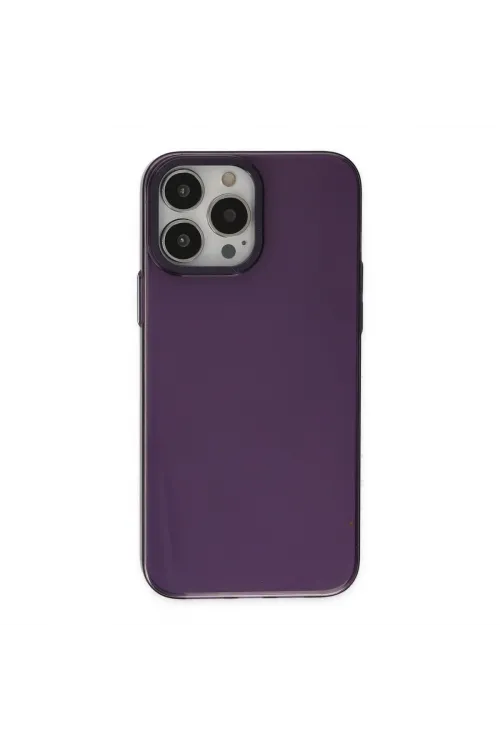 Apple İphone 13 Pro Max Kılıf Anka Pc Sert Metal Kapak - Mor