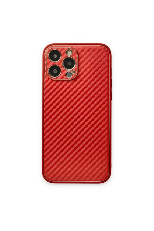 Apple İphone 13 Pro Max Kılıf Coco Karbon Silikon - Kırmızı