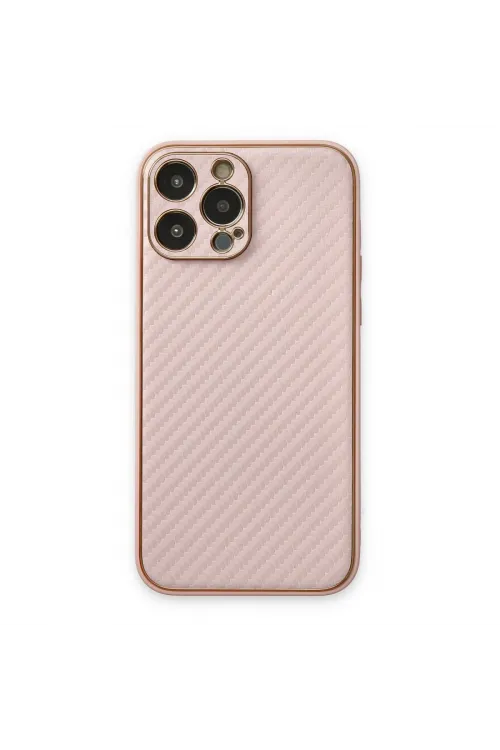 Apple İphone 13 Pro Max Kılıf Coco Karbon Silikon - Pembe