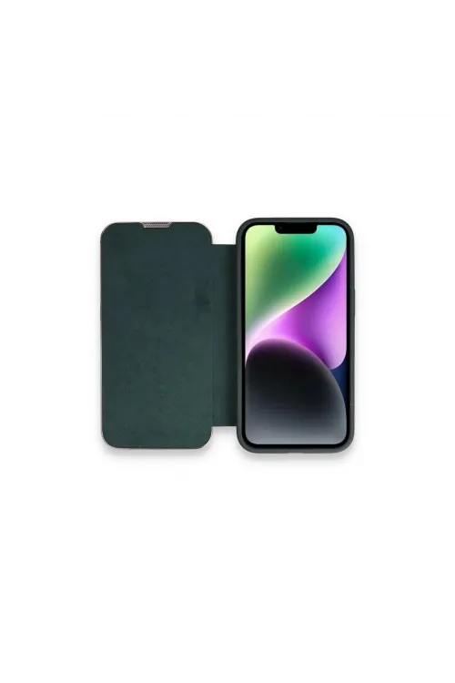 Apple İphone 13 Pro Max Kılıf Dolpin Kapaklı - Koyu Yeşil