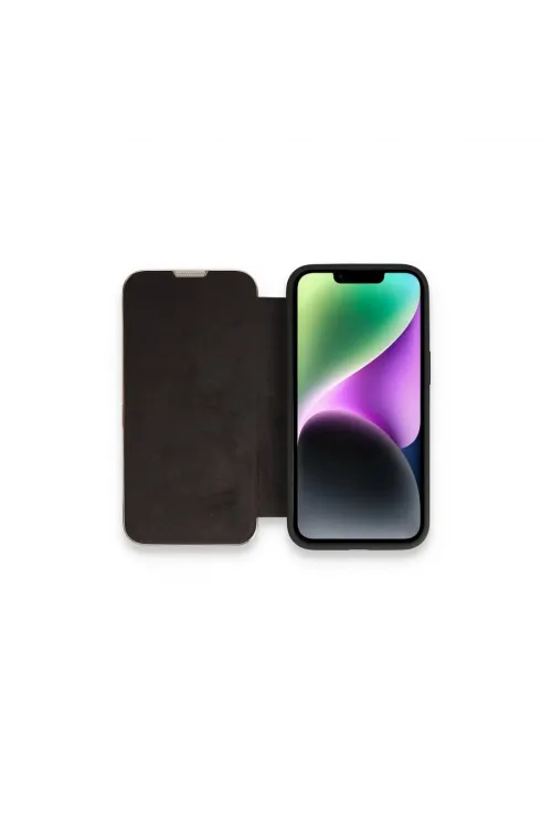 Apple İphone 13 Pro Max Kılıf Dolpin Kapaklı - Siyah