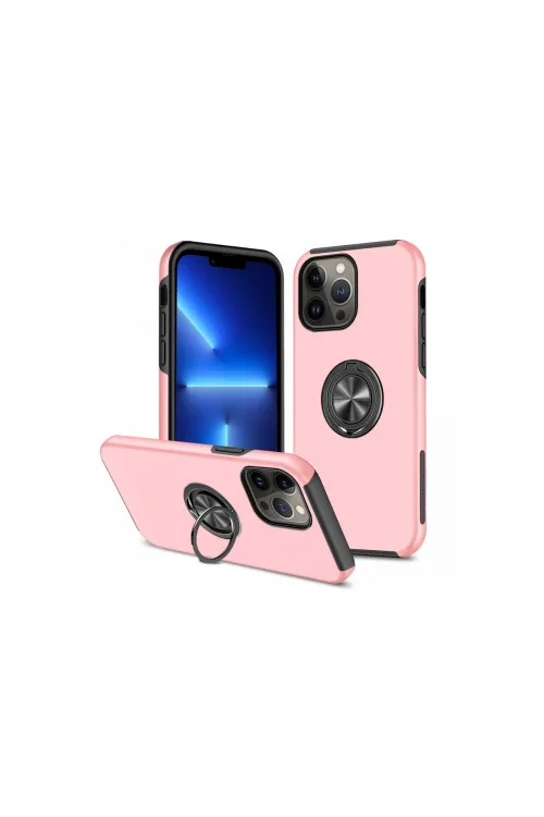 Apple İphone 13 Pro Max Kılıf Elit Yüzüklü Kapak - Pembe