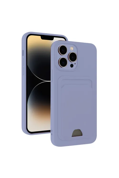 Apple İphone 13 Pro Max Kılıf Kelvin Kartvizitli Silikon - Lila