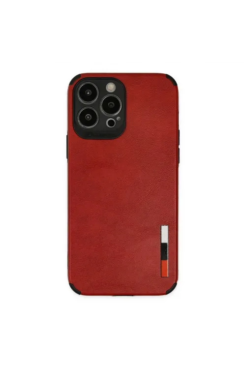 Apple İphone 13 Pro Max Kılıf Loop Deri Silikon - Kırmızı