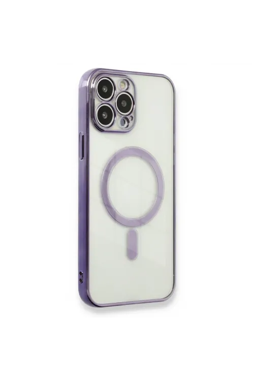 Apple İphone 13 Pro Max Kılıf Magneticsafe Lazer Silikon - Mor