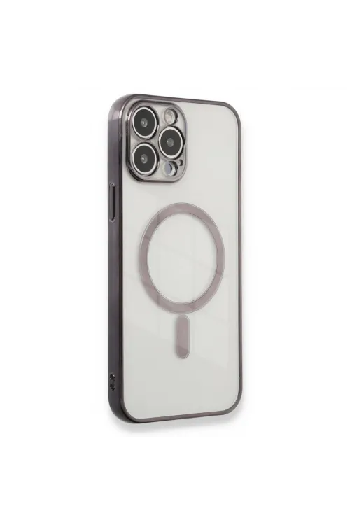 Apple İphone 13 Pro Max Kılıf Magneticsafe Lazer Silikon - Siyah