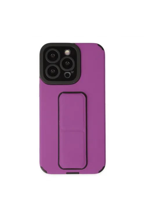 Apple İphone 13 Pro Max Kılıf Mega Standlı Silikon - Mor