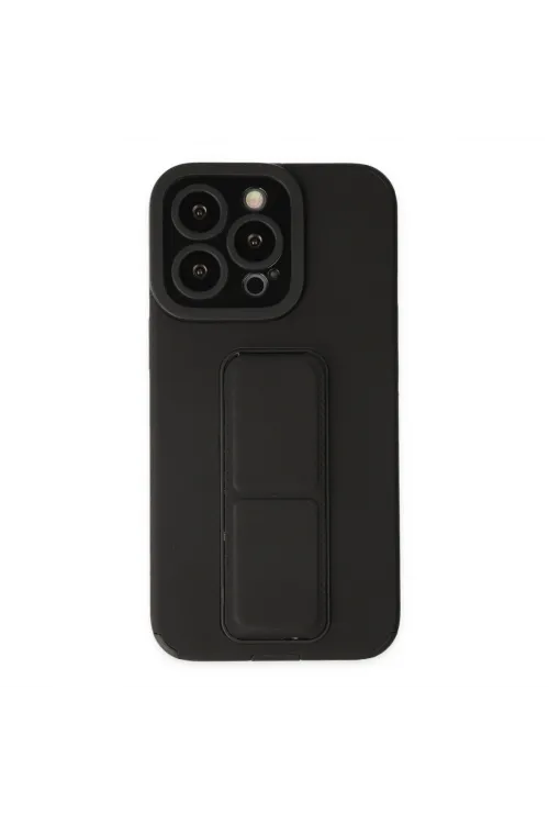 Apple İphone 13 Pro Max Kılıf Mega Standlı Silikon - Siyah