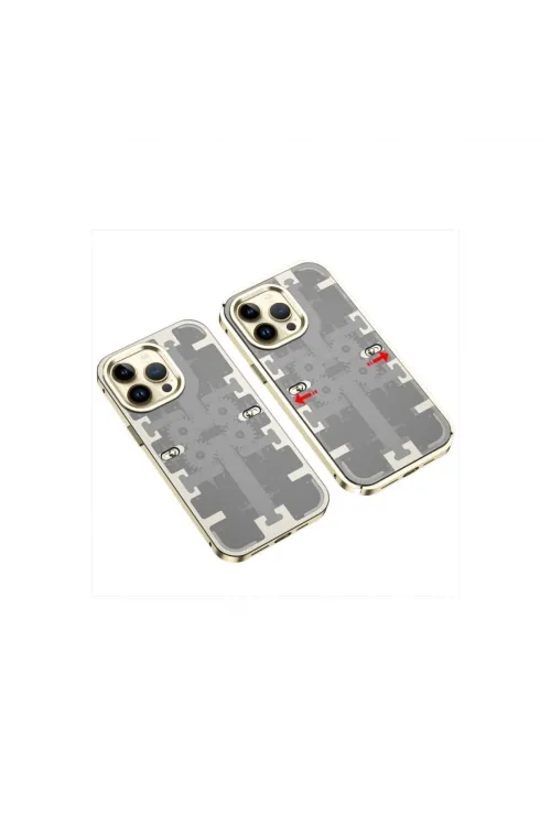 Apple İphone 13 Pro Max Kılıf Mekanik Bumper Kapak - Gold