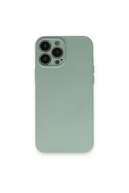 Apple İphone 13 Pro Max Kılıf Nano İçi Kadife Silikon - Su Yeşili