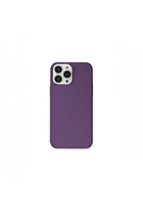 Apple iPhone 13 Pro Max Kılıf Pc Sert Şeffaf Kapak - Mor
