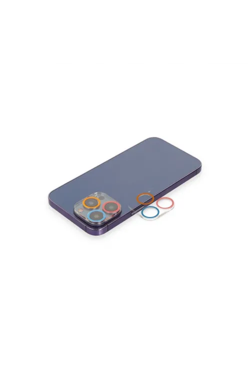 Apple İphone 13 Pro Renkli Kamera Lens Koruma Cam - Pembe-mavi
